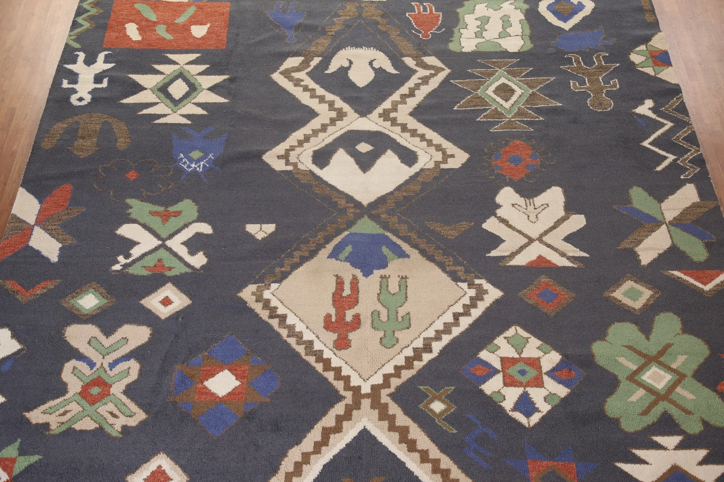 Moroccan Geometric Berber Rug, Palace Size, Handmade from Wool, 12'x15'