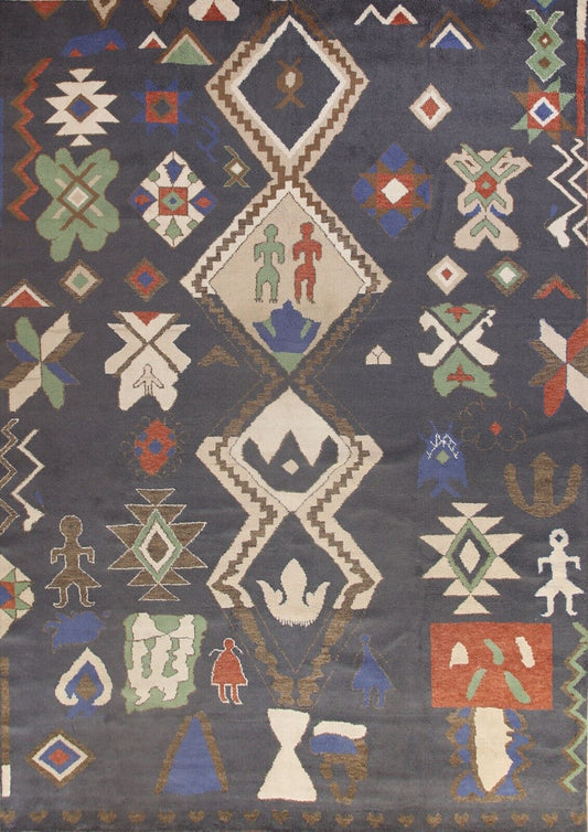 Moroccan Geometric Berber Rug, Palace Size, Handmade from Wool, 12'x15'