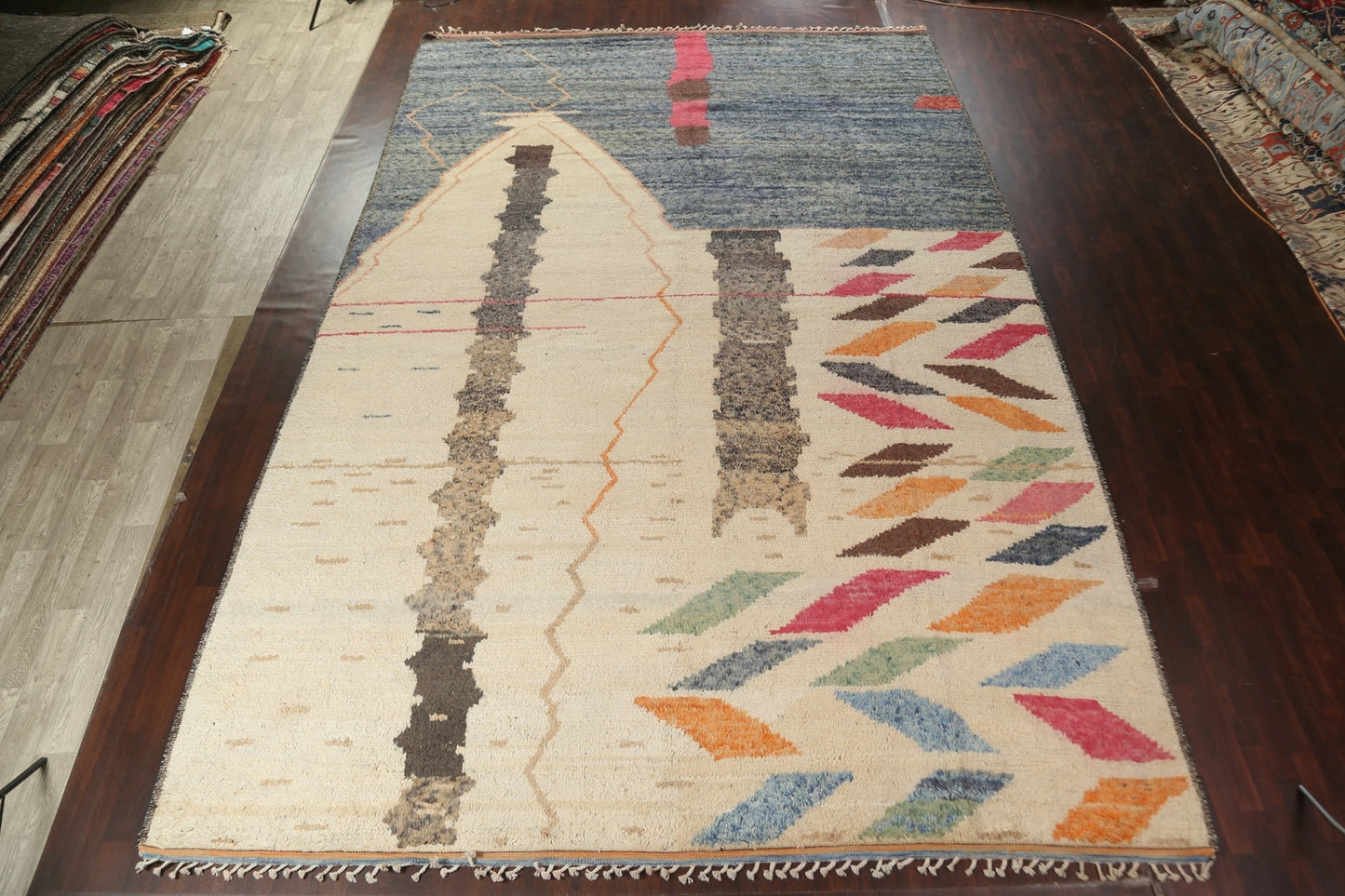Geometric Moroccan Berber Oriental Area Rug Oversized Handmade Plush Wool 12'